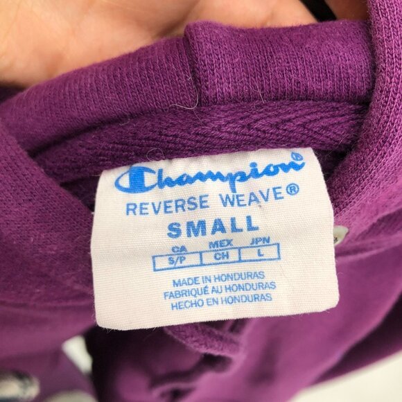 Champion Reverse Weave  script purple pullover hoodie women’s small - Picture 6 of 15